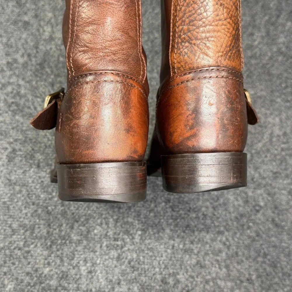 Frye Veronica Slouch 2 Riding Boots Women's 8B Brown Leather Buckle Tall Rustic